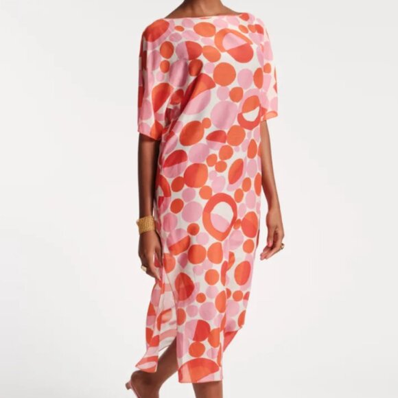 NWT  FRANCES VALENTINE MARGEUERITE XL MAXI PROSECCO PRINT SWIM COVERUP CAFTAN - Picture 5 of 9